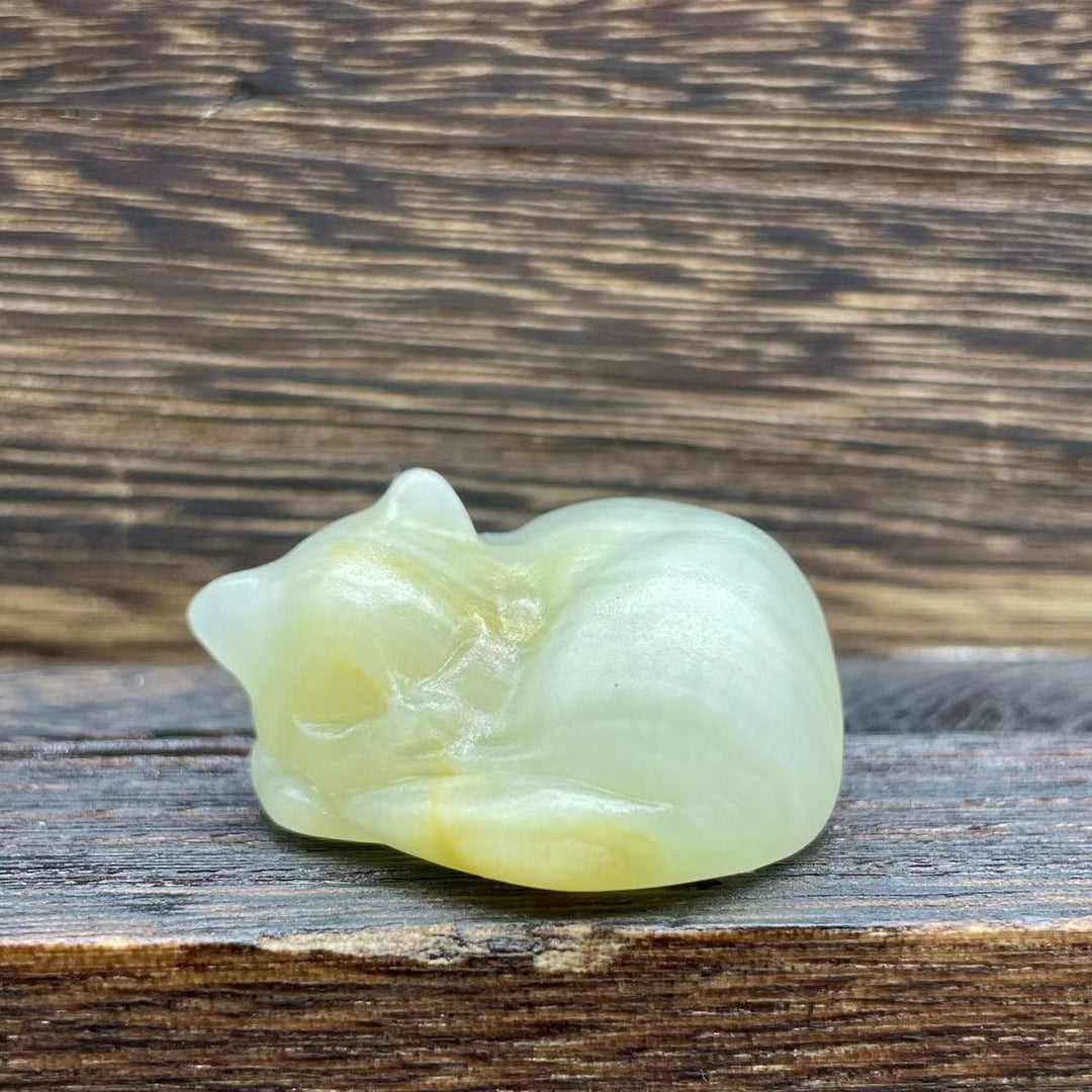 Olivenorma 4cm Natural Crystal Nap Cat Gemstone Decoration - Afghanistan Jade - 10Pcs - image 4