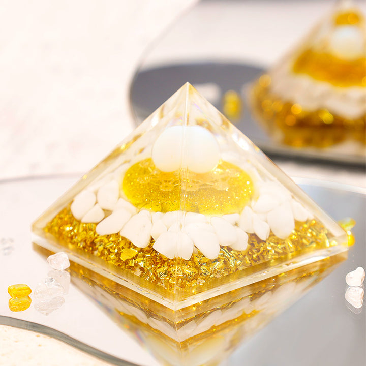 Olivenorma White Jade Metatron's Cube Symbol Orgone Pyramid - image 1