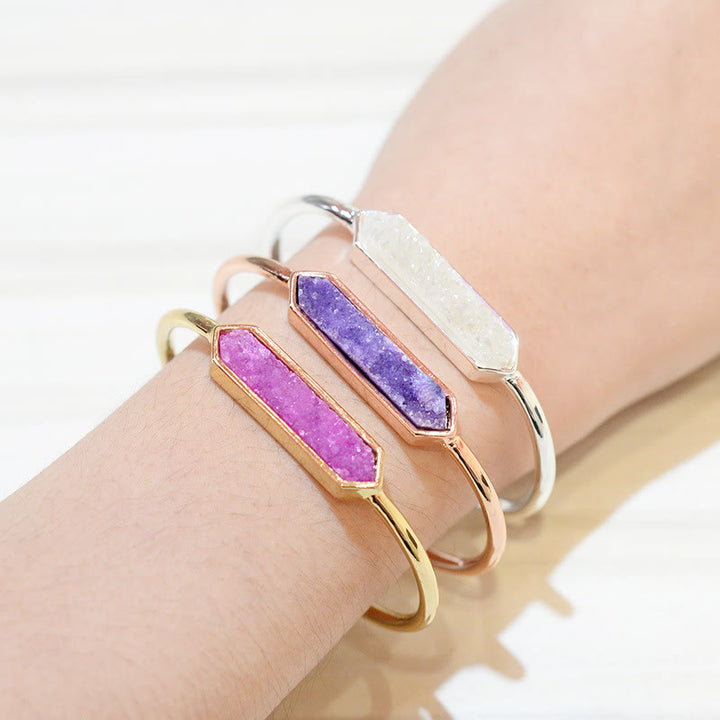Olivenorma Natural Crystal Cluster Metal Copper Cuff Bracelet - image 46