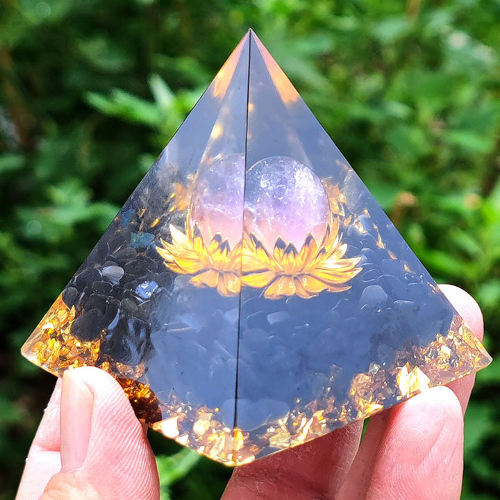 Olivenorma Black Tourmaline with Lepidolite Orgone Pyramid - image 2