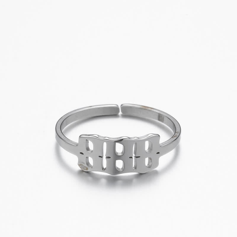 Angel Number Minimalist Lucky Ring - Silver - 888 - image 24
