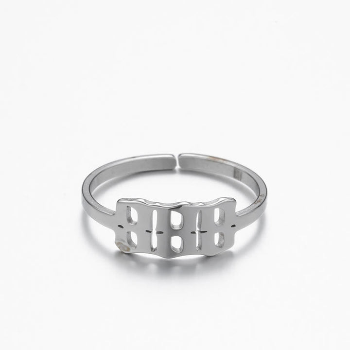 Angel Number Minimalist Lucky Ring - Silver - 888 - image 24