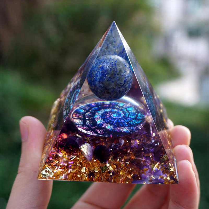 Olivenorma Celestial Gateway-Amethyst & Lapis Lazuli Sphere Orgone Pyramid - image 3