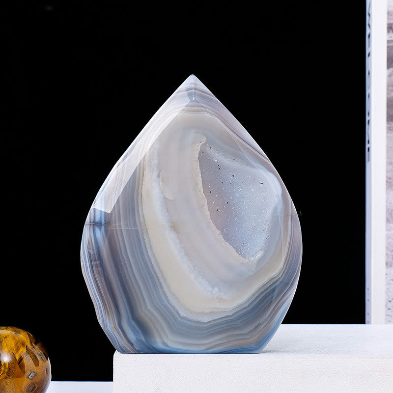Olivenorma Natural Crystal Flame Shaped Ornaments Gemstone Decoration - White Agate - Approx 200-300g - image 23