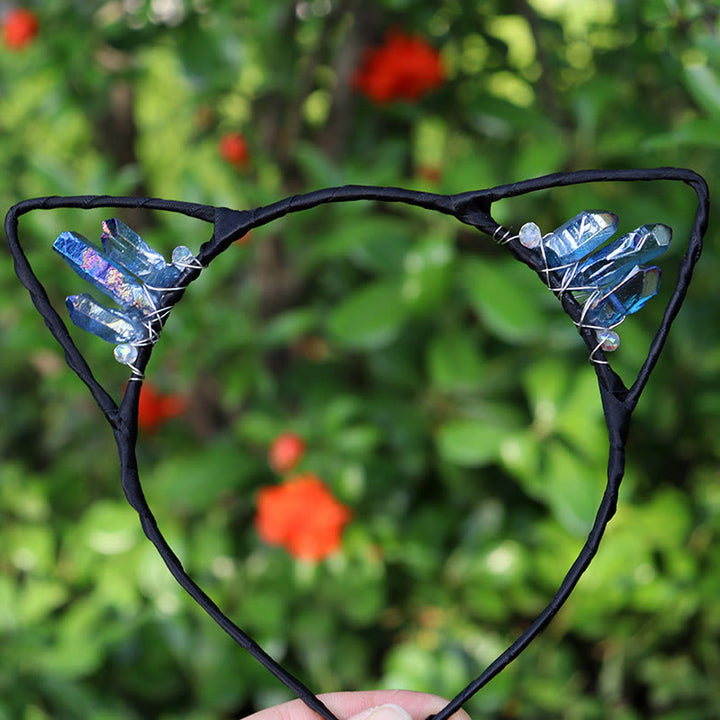 Olivenorma Electroplating Crystal Cat Ears Headband - Sapphire - image 46