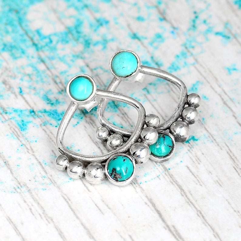 Olivenorma Turquoise Round Bead Stud Earrings - image 1