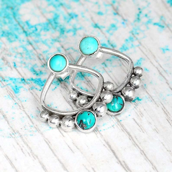 Olivenorma Turquoise Round Bead Stud Earrings - image 1