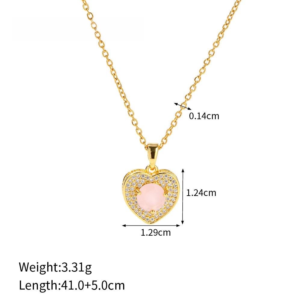 Olivenorma Pink Opal Amazonite Gold Heart Pendant Necklace - image 7