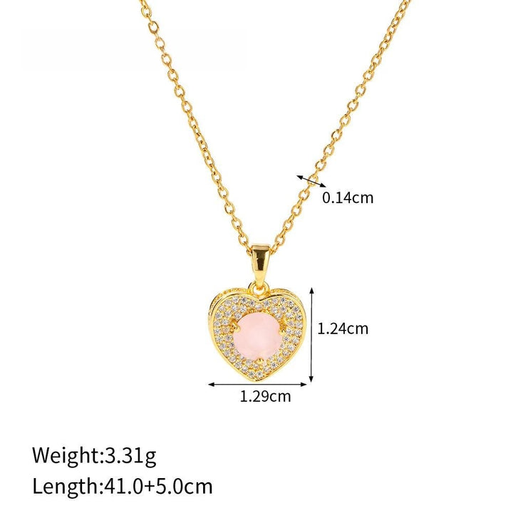 Olivenorma Pink Opal Amazonite Gold Heart Pendant Necklace - image 7