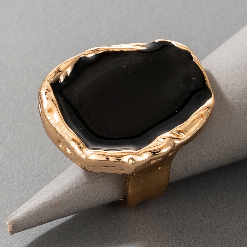 Olivenorma Exaggerated Irregular Gold Edged Resin Glue Ring - image 3