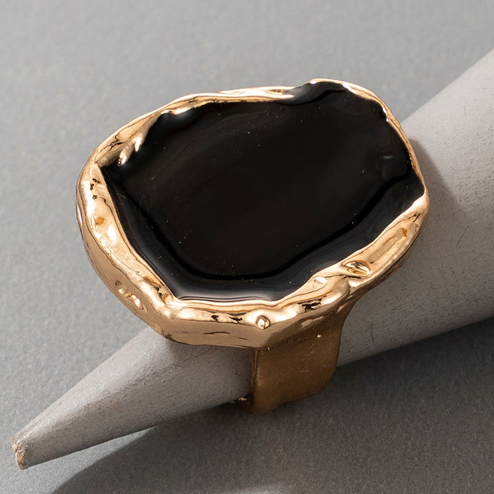 Olivenorma Exaggerated Irregular Gold Edged Resin Glue Ring - image 3