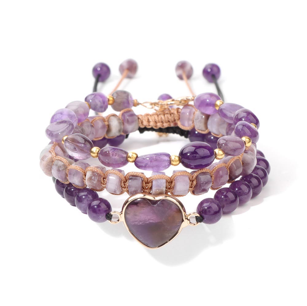 Olivenorma Handmade Rope Braided Heart Shape Pendant Bracelet - Amethyst - image 13
