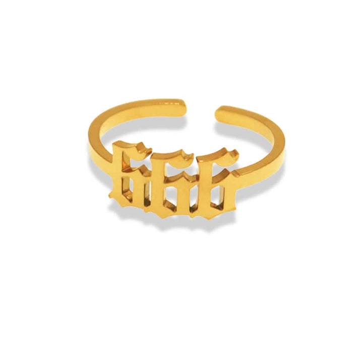 Angel Number Minimalist Lucky Ring - Gold - 666 - image 12