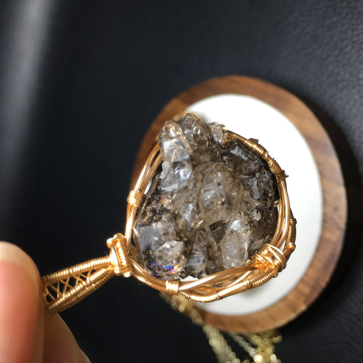 Olivenorma Natural Smoky Quartz Copper Wire Wrap Pendant Necklace - image 3