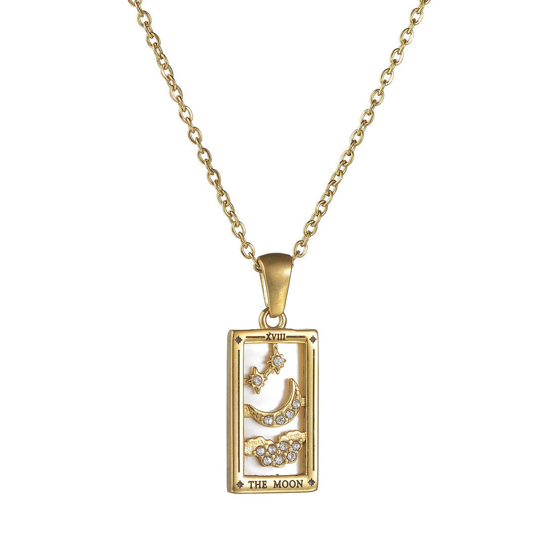 Olivenorma "Sun Lovers Star Moon" Tarot Cards Sign Necklace - THE MOON - Rose Gold - image 2