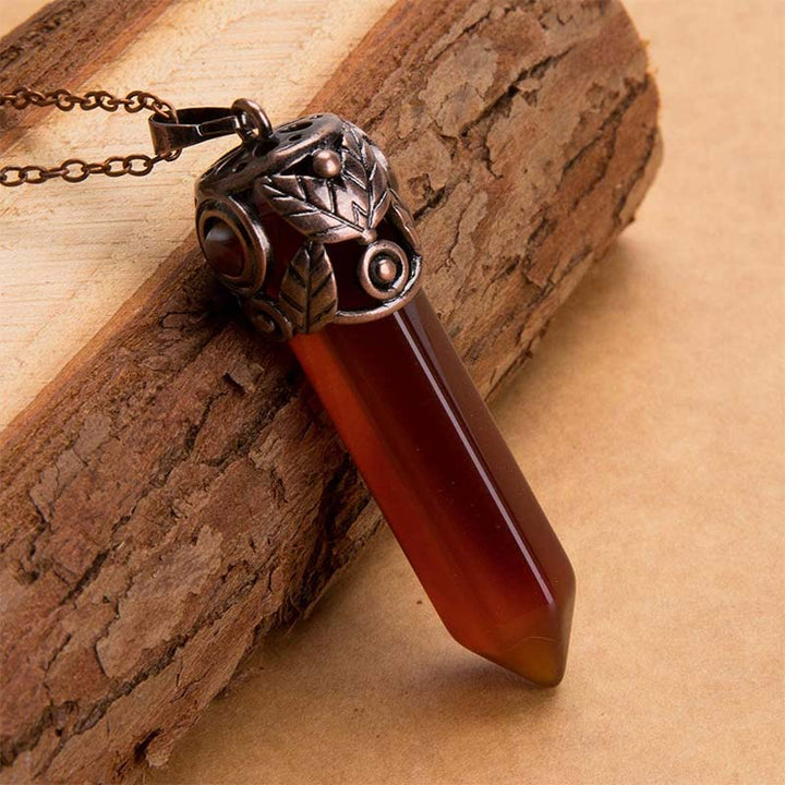 Olivenorma Natural Crystal Hexagon Necklace - Red Agate - image 11