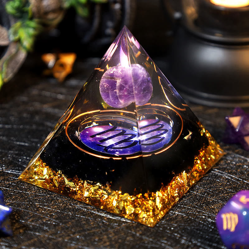 Olivenorma Amethyst Ball Obsidian Gravel Zodiac Virgo Orgone Pyramid - image 1