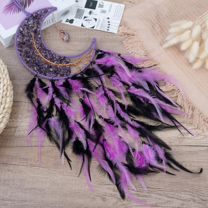 Olivenorma Natural Gravel Woven Tree of Life Moon Dream Catcher - image 13