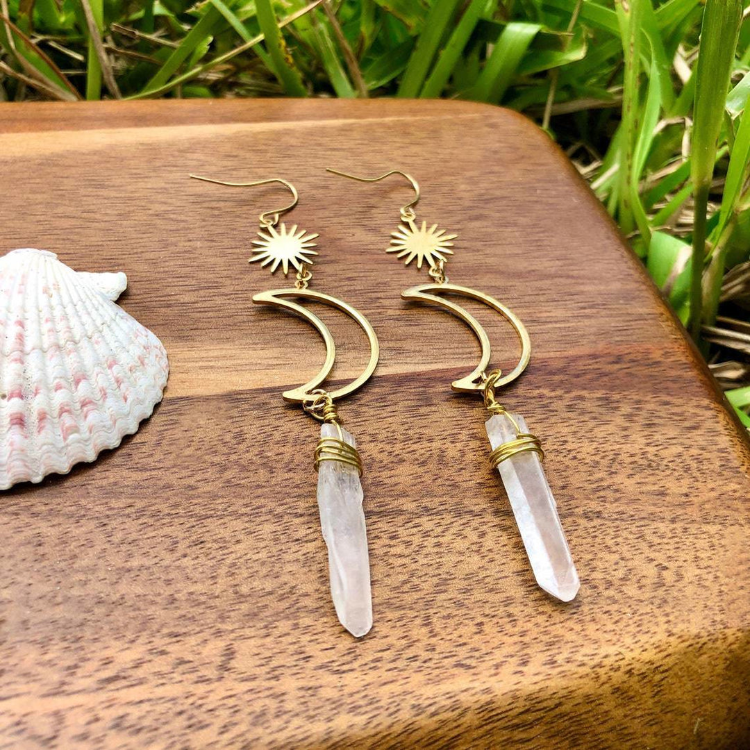 Olivenorma Moon Star Crystal Earrings - image 2