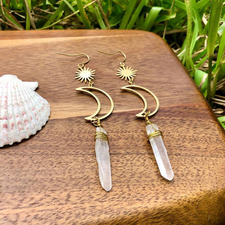 Olivenorma Moon Star Crystal Earrings - image 2