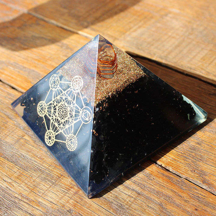 Olivenorma Black Tourmaline Metatron's Cube Protection Orgone Pyramid - image 2