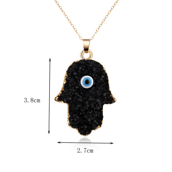 Olivenorma Hamsa Evil Eye Obsidian Clear Crystal Necklace - image 6