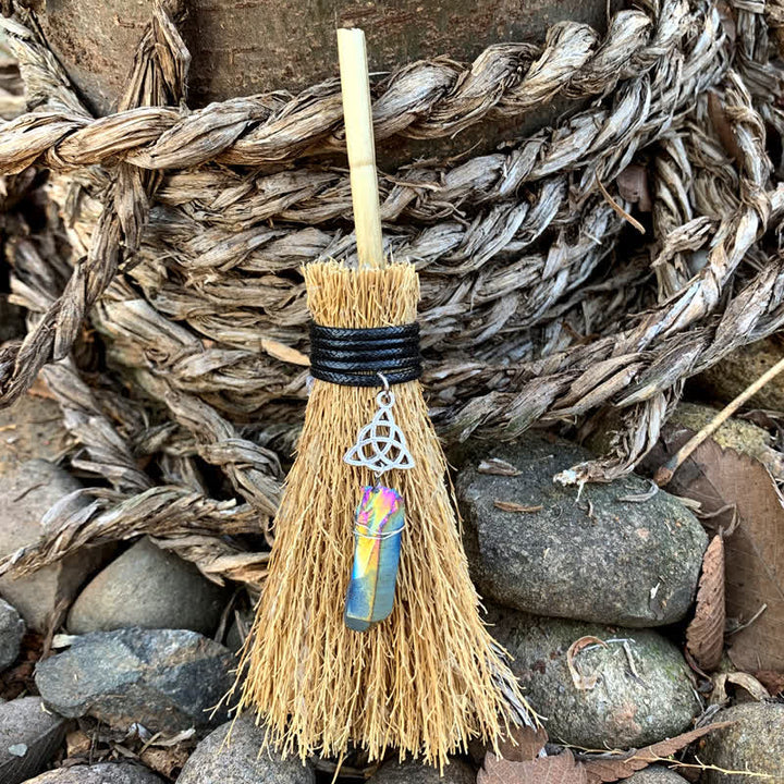 Olivenorma Handmade Mini Broom Crystal Ornamet - Pentagram & Labradorite - image 7