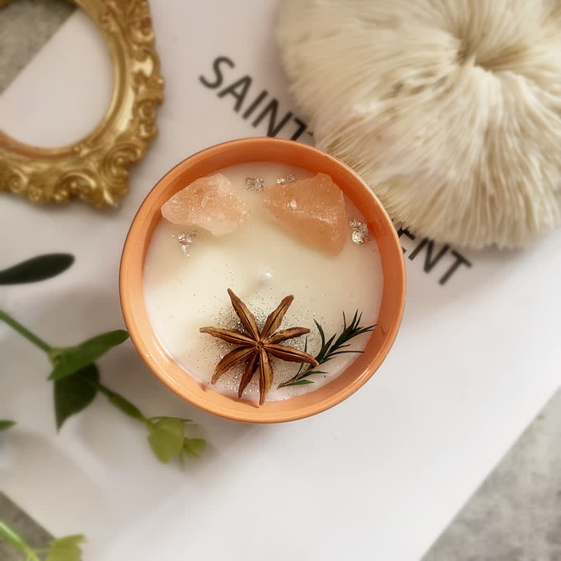 Garden Roses - Handmade Natural Crystal Aromatherapy Crystal  Candle - Rose Quartz - Coffee - image 3