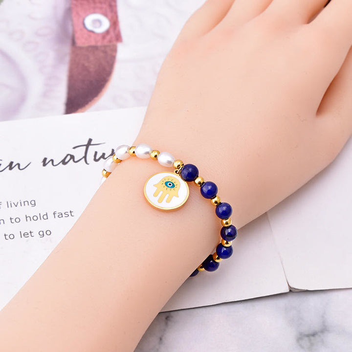 Olivenorma Pearl Lapis Lazuli Turquoise Necklace Bracelet Earrings Set - image 4