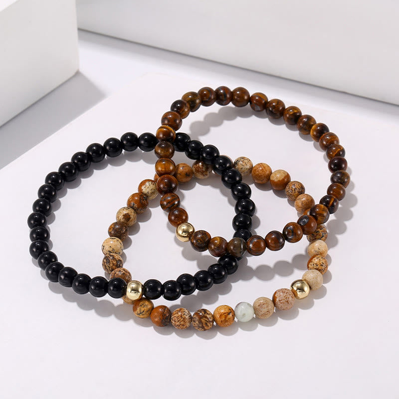 Olivenorma 6mm Onyx & Tiger Eye Stone Accessories Beads Bracelet - image 4