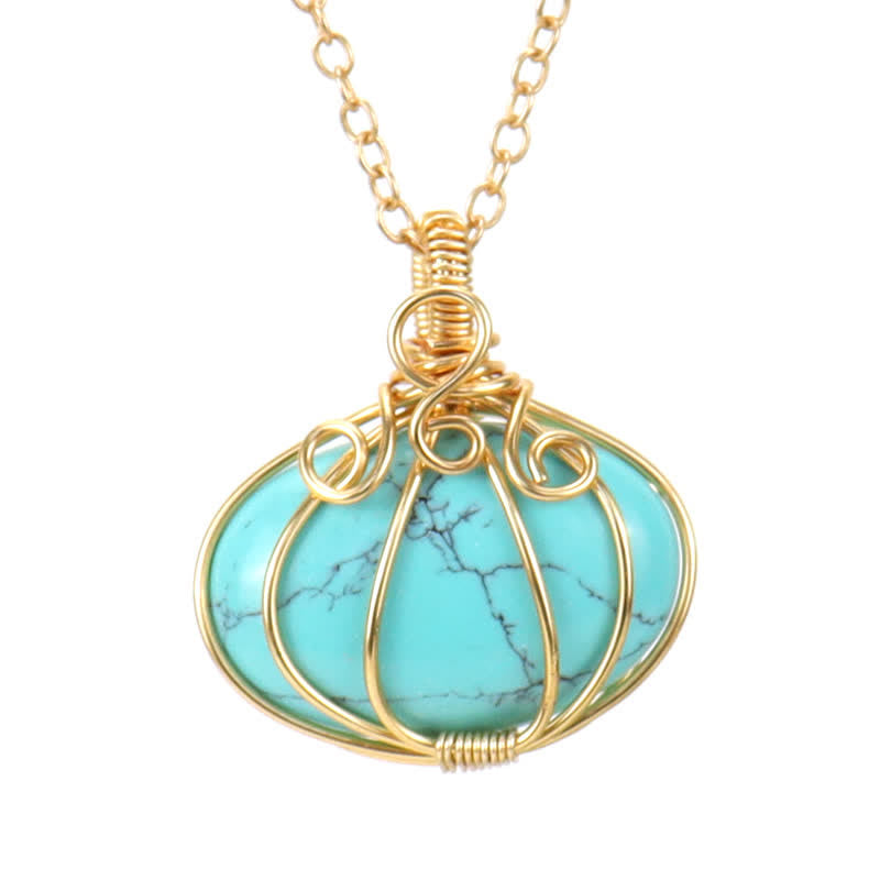 Olivenorma GUARDIAN PUMPKIN - Creative Pumpkin Crystal Necklace - Turquoise - image 2