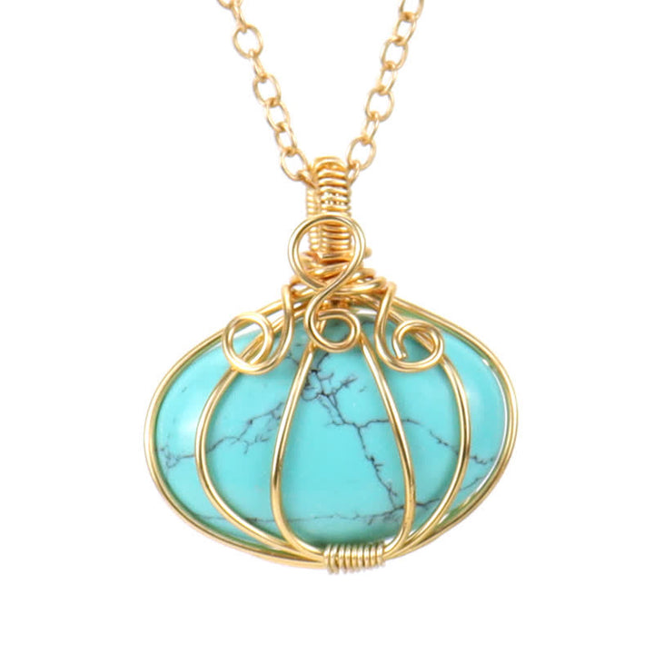 Olivenorma GUARDIAN PUMPKIN - Creative Pumpkin Crystal Necklace - Turquoise - image 2