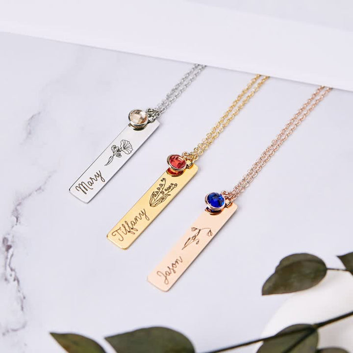 Olivenorma Personalized Birth Flower & Birthstone with Name Jewelry Necklace - image 15