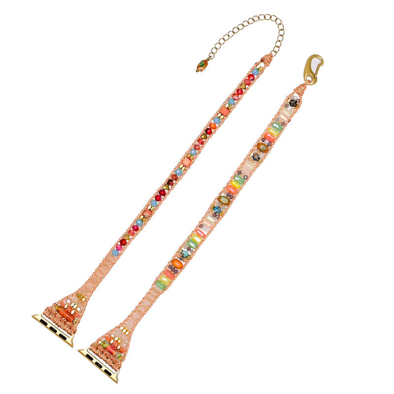 Olivenorma Natural Pink Crystal Colourful Gemstones Apple Watch Strap Wrap Bracelet - image 4