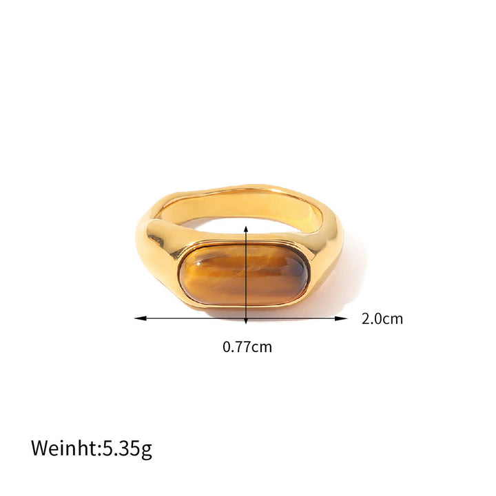 Olivenorma Oval Natural Stone Gold Color Ring - image 9