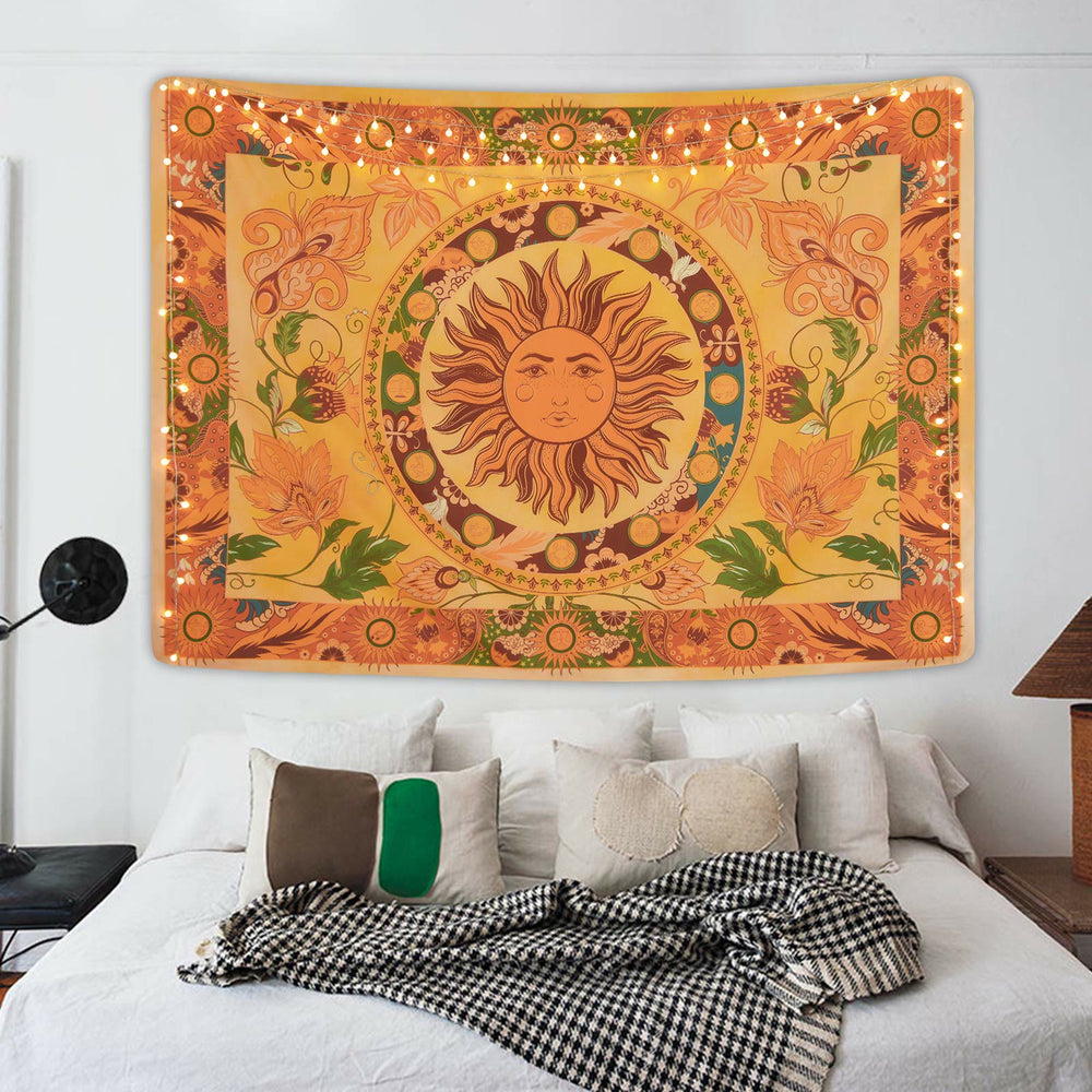 Olivenorma Burning Sun Flower Vines Floral Tapestry - image 1