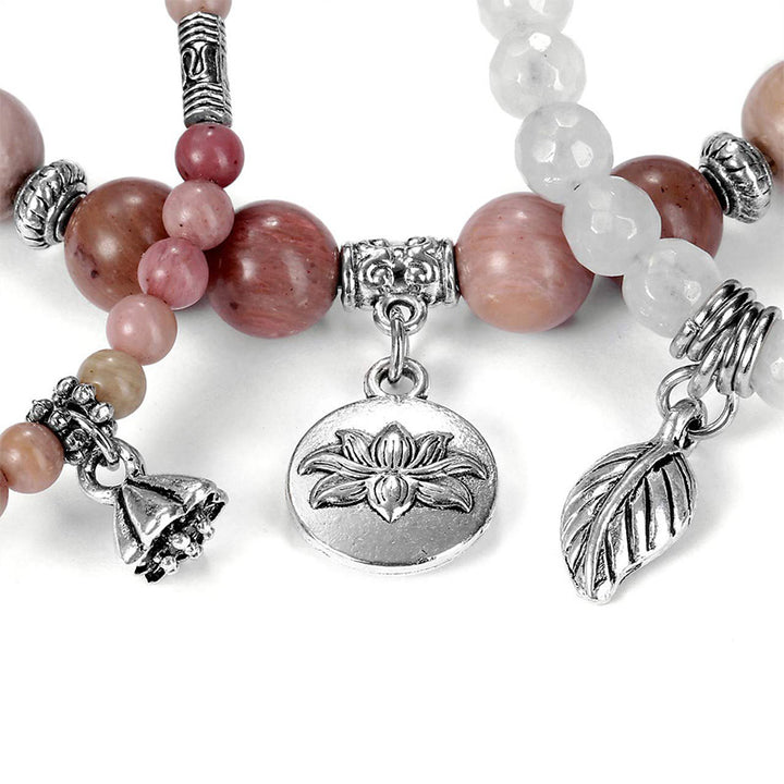 Olivenorma Rhodochrosite Lotus Symbol 3 - Piece Bracelet - image 3