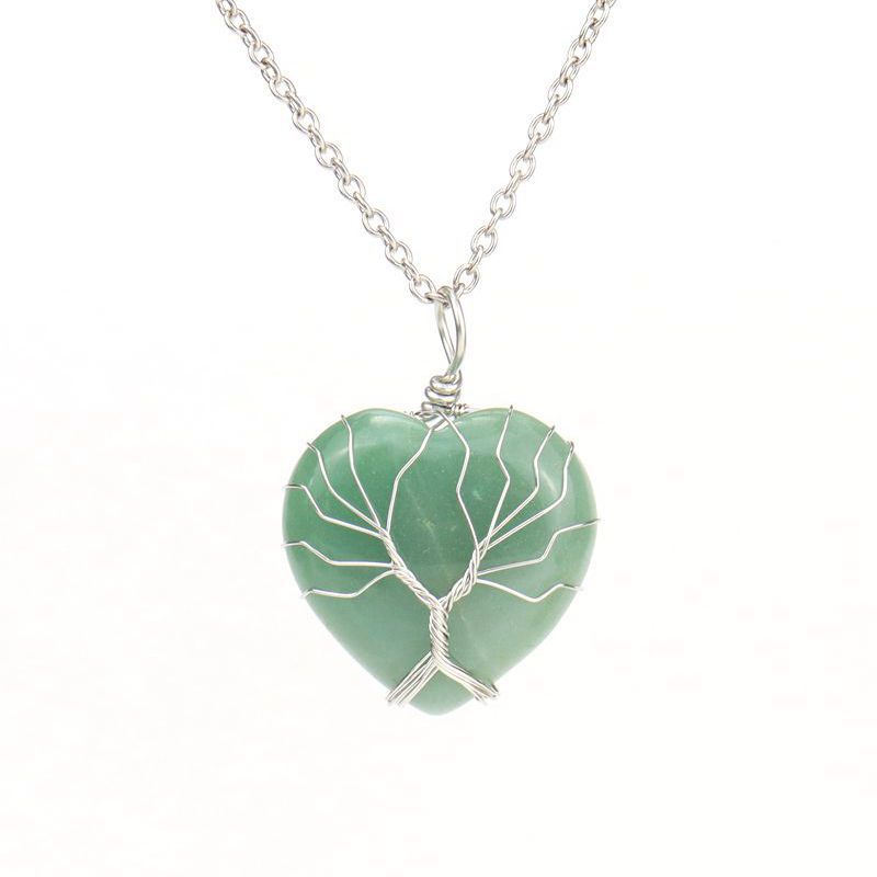 Olivenorma Natural Crystal Heart Necklace - Green Aventurine - image 10