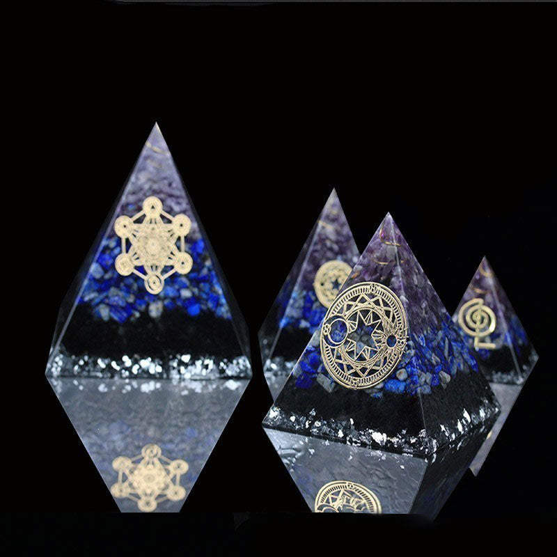 Olivenorma Amethyst Lapis Lazuli Black Tourmaline Metatron's Cube Symbol Orgone Pyramid - image 4