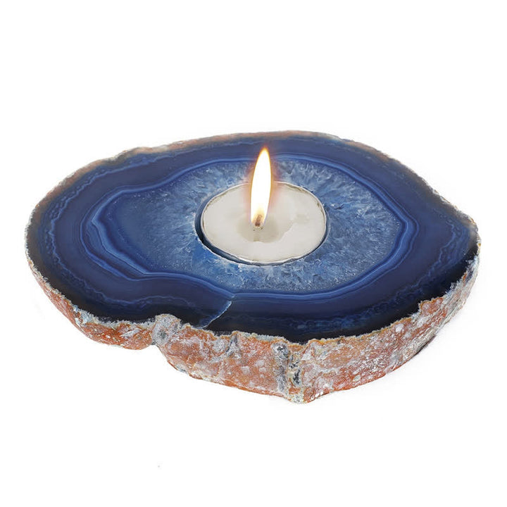 Natural Blue Agate Slice Candle Holder - image 5
