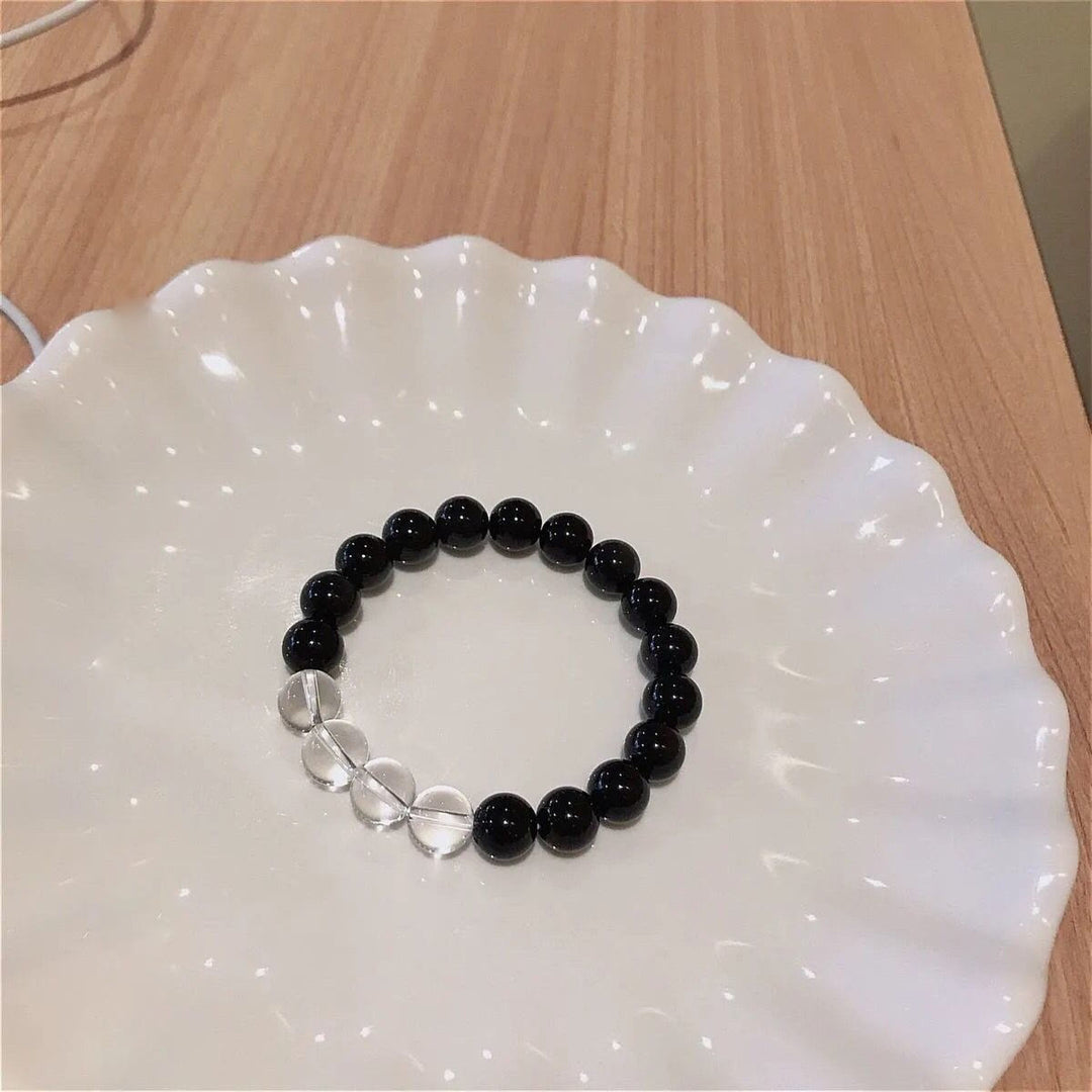 Olivenorma Blue Sandstone Obsidian 6mm Beaded Star and Moon Bracelet - Obsidian&White Zircon - image 10