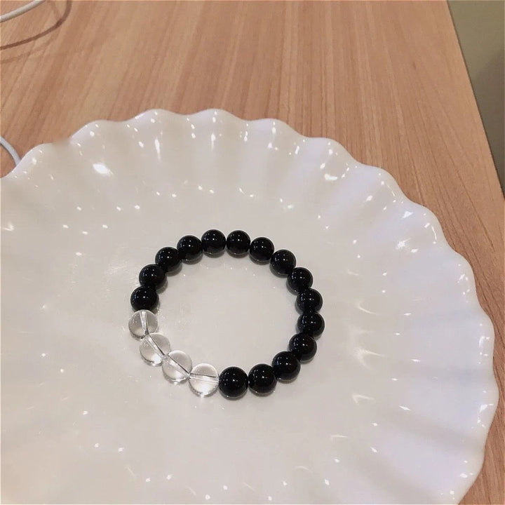 Olivenorma Blue Sandstone Obsidian 6mm Beaded Star and Moon Bracelet - Obsidian&White Zircon - image 10