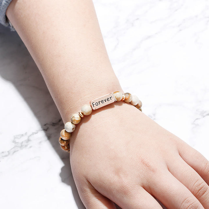 Olivenorma Natural Gemstone Best Friend Forever 3 Piece Engraving Bracelet Set - image 8