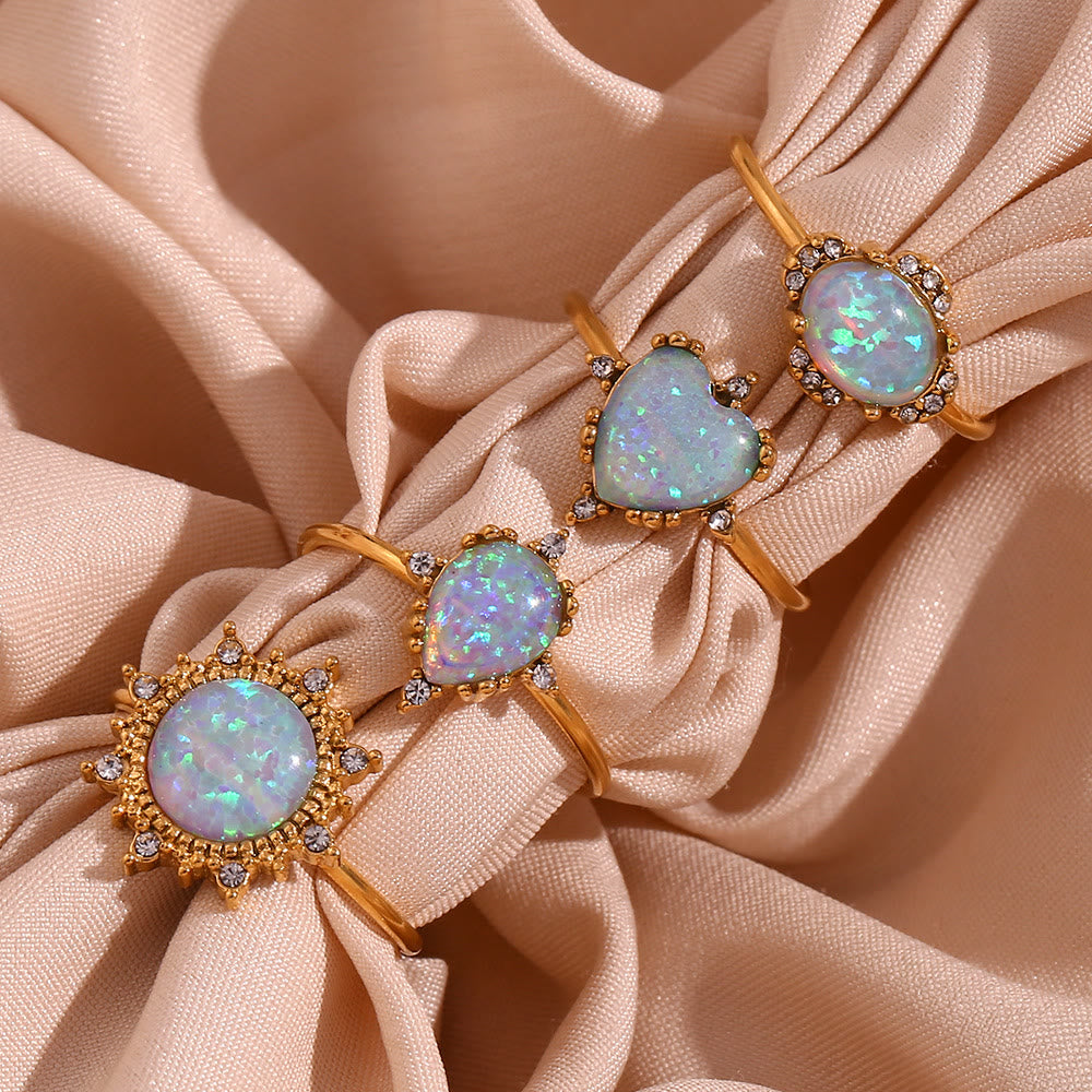 Olivenorma Natural Opal Sun Heart Adjustable Ring - image 20