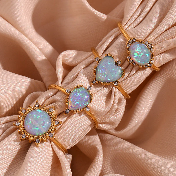 Olivenorma Natural Opal Sun Heart Adjustable Ring - image 20