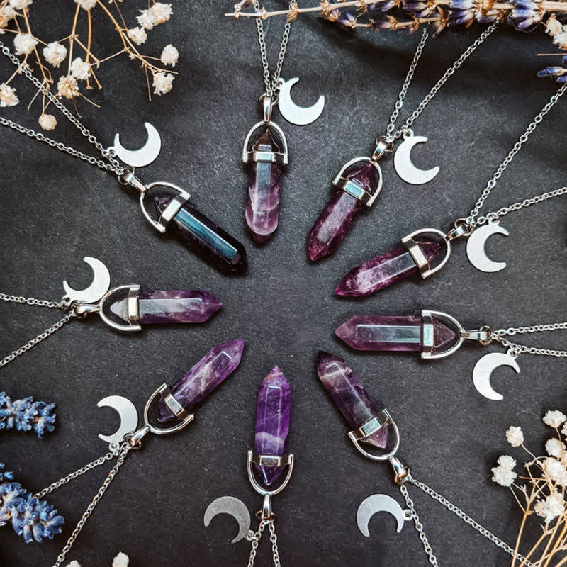 Olivenorma Amethyst Crescent Moon Charm Necklace - Amethyst - image 0