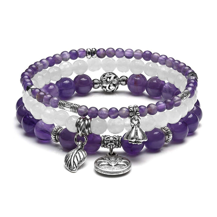 Amethyst Lotus Symbol 3 - Piece Bracelet - Amethyst - image 0