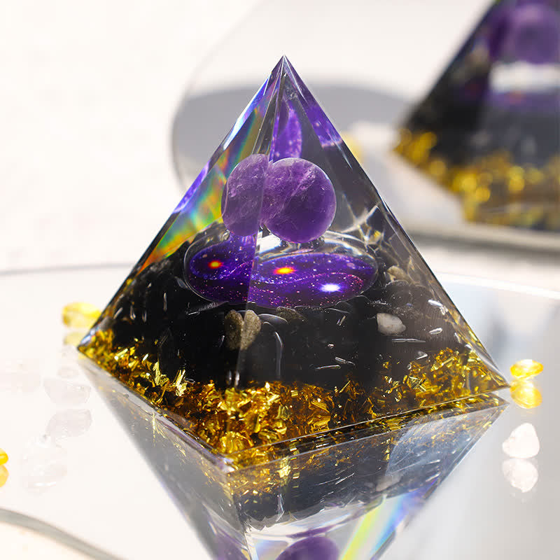 Olivenorma Yin And Yang Obsidian Orgone Pyramid - image 7