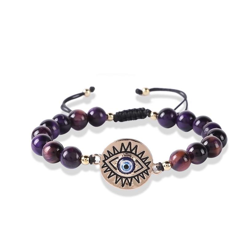 Tiger Eye Evil Eye Protection Bracelet - Purple Tiger Eye - image 10