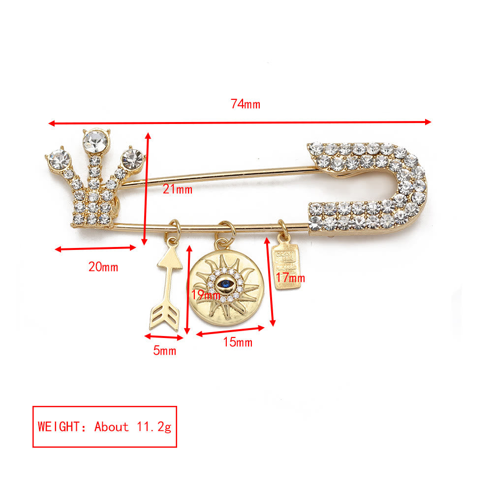 Olivenorma White Zircon Evil Eye Heart Brooch - Sun & Sword - image 18